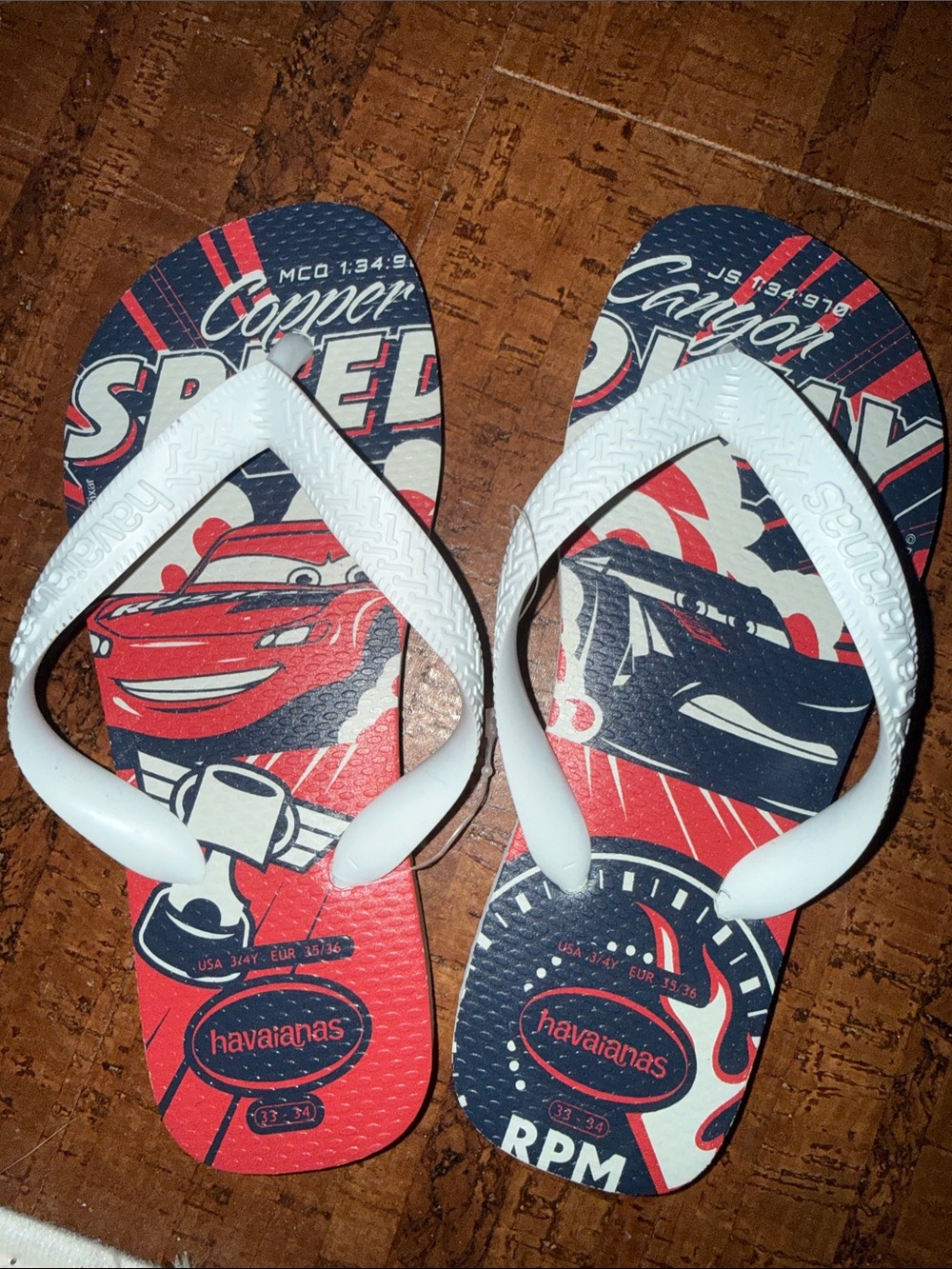 Havaianas Lightning McQueen 2Kids Red, Navy & White Cars Graphic Flip Flops